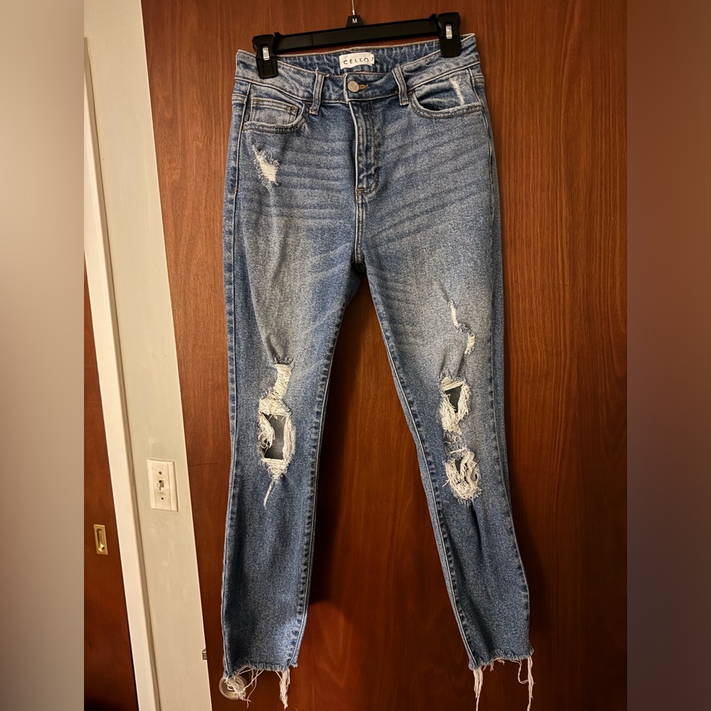 Distressed Blue Jeans